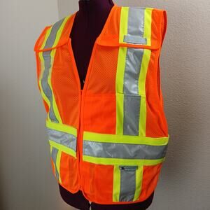 3A hi-visibility orange mesh safety vest M-XL expandable PV1500 class 2 107/207